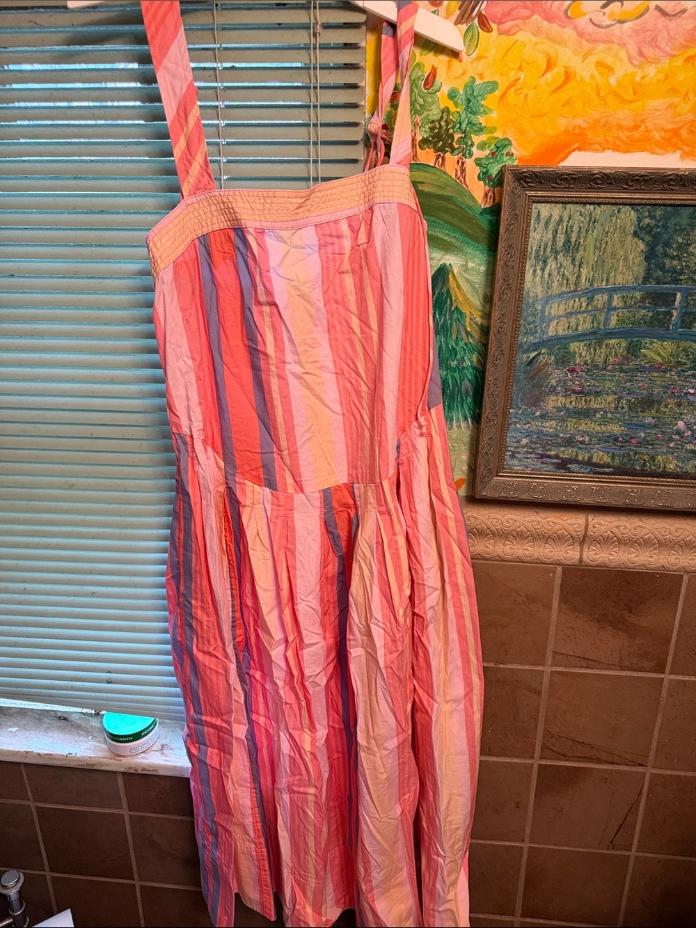 Free People Pink and Coral Striped Midi Dress